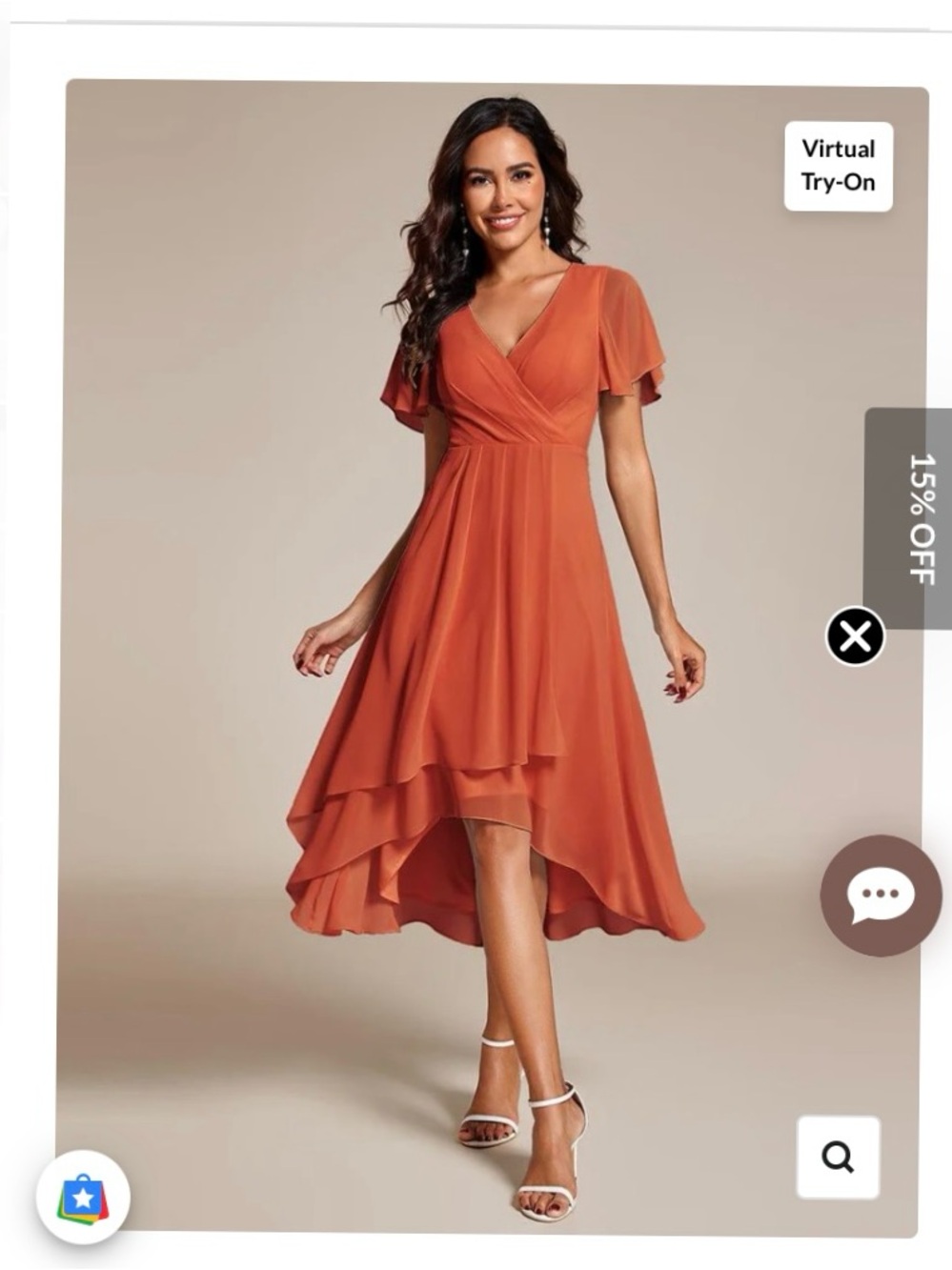 New Ever Pretty size 12 Deep V-Neck Chiffon Ruffle Sleeve Wedding Guest Dress